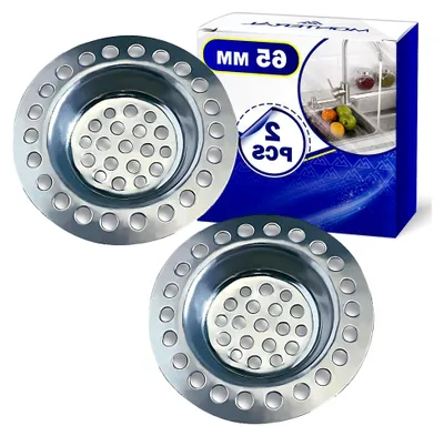 Produktbild von 2 Stück Abflusssieb für Küchenspüle und Bad Ø 65 mm aus Edelstahl