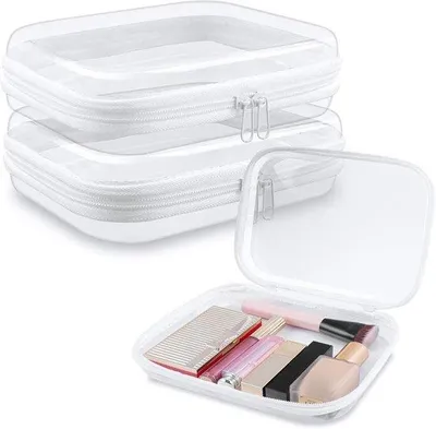 Zdjęcie produktu dla Plastikowe pudełko z podwójnym zamkiem błyskawicznym, przezroczysta torba podróżna do przechowywania kosmetyków, 20 x 12 x 5 cm
