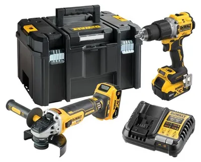 Zdjęcie produktu dla DEWALT DCK2026P2T-QW Zestaw combo DCD805+ DCG405 18 V XR 2×5,0 Ah czarny