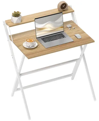 Immagine prodotto di Scrivania Pieghevole 81,5x62x86,5 cm con Ripiano per Monitor Legno e Bianco
