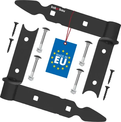 Immagine prodotto di KOTARBAU® Set di 2 cerniere per persiane nero 200 mm cerniere a croce in acciaio verniciato a polvere Cerniera per porta Cerniera per porta in legno Cerniera per persiana in legno Cerniere per porte pesanti Cerniera ad angolo Cerniere per porte Cerniera per persiane con staffa