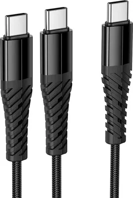 Obrázok produktu pre Hoco X123 2v1 nabíjací kábel USB-C na 2x USB-C, 1 m, 3 A, čierny nylonový kábel