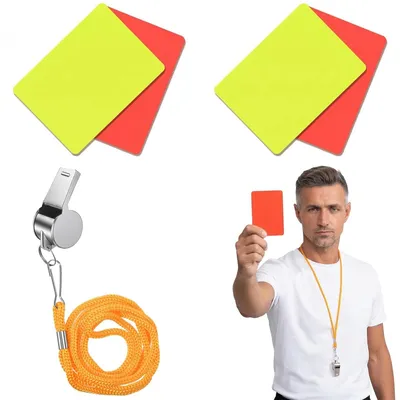 Productafbeelding van Scheidsrechtersset voor Voetbal met Rood en Geel Kaarten en Metaalpfeife