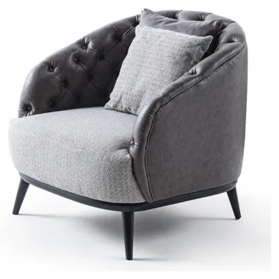 Immagine prodotto di Poltrona design monoposto Poltrona 1 posto in tessuto design grigio Chesterfield