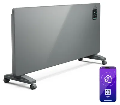 Produktbild von Klarstein Bansin Smart 2500 Konvektor-Heizung - 2500W, App-Steuerung, Wand- & Standmontage, X-Shape Heizelement, Überhitzungsschutz, IP24, Elektroheizung für Wohnräume & Wintergärten