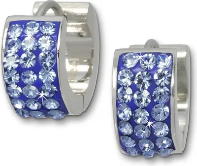 Immagine prodotto di Amello orecchini da donna in acciaio inossidabile con zirconi a cerchio argento blu D2ESOS01H
