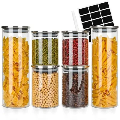 Image de Lot de 6 bocaux de conservation en verre avec couvercle hermétique