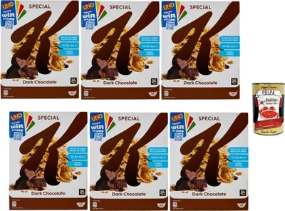 Produktbild von Special K Dark Chocolate Müsliflocken 6×290g knusprige Frühstückscerealien mit Zartbitterschokolade ballaststoffreich mit Vitaminen Vorratspack für Milch & Joghurt + Italian Gourmet polpa