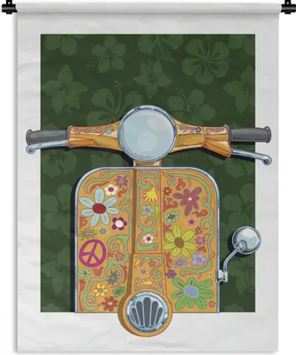 Produktbild von MuchoWow® Wandteppich Wandbehang Illustration der Vorderansicht einer Vespa 120x160 cm Tapisserie Dekoration Wandtuch - Wohnzimmer - Moderne