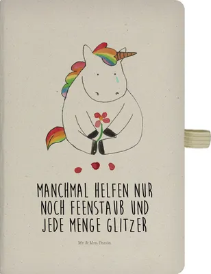 Produktbild von Mr. & Mrs. Panda Skizzenbuch A5 Einhorn Traurig - Transparent - Geschenk, Glitzer, Freunde, Trauer, Reisetagebuch, notizbuch, Blume, Unicorn, Kladde, Journal, Liebe