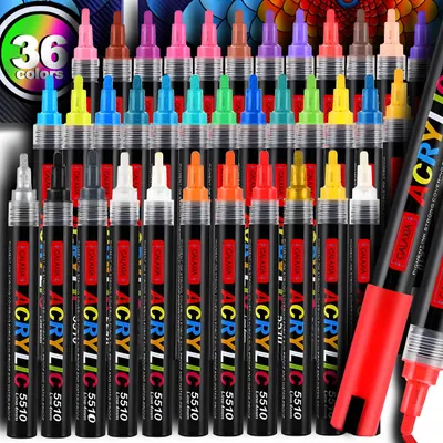 Produktbild von Acrylmarker Set Jupai 36 Farben wasserfest 4 mm für Stein Glas Holz Papier