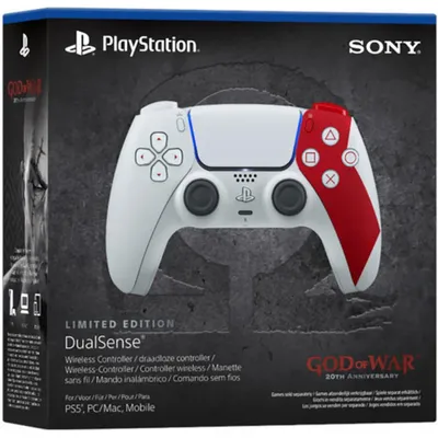 Produktbild von Sony DualSense - God of War 20th Anniversary Limited Edition, Gamepad, PlayStation 5, D-Pad, Home button, Schaltfläche Optionen, Schaltfläche Teilen, Schaltfläche Start, Analog / Digital, Mehrfarbig, Verkabelt & Kabellos