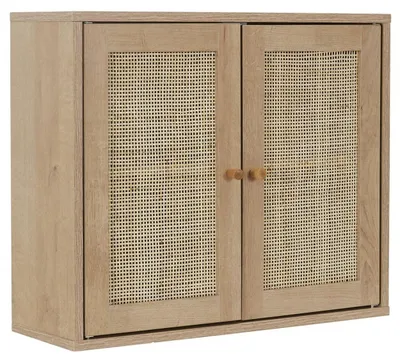 Produktbild von HowHomely | Badezimmerschrank - Badschrank - braun - 60 x 20 x 50 cm - Badezimmermöbel mit Rattanfront