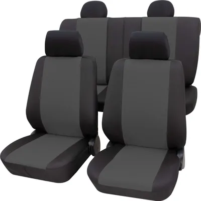 A set of car seat covers displayed against a white background.