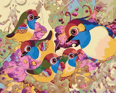 Produktbild von Zuty - Malen nach Zahlen - BUNTE VOGELFAMILIE, 40x50 cm, ohne Keilrahmen