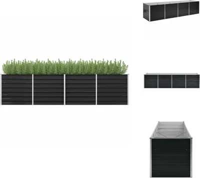 Immagine prodotto di vidaXL Letto da giardino rialzato antracite 320 x 80 x 77 cm Acciaio zincato - Vasi e fioriere