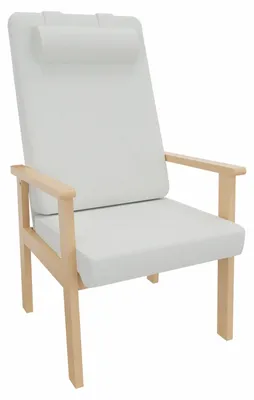 Productafbeelding van Zorgstoel Alexandra met armleuningen – Comfortabele fauteuil voor senioren met armleuningen, geschikt voor zorg en wonen. Bekleding: Kunstleer "Clean" van Walter Grau. Bodemglijders: Kunststof, wit