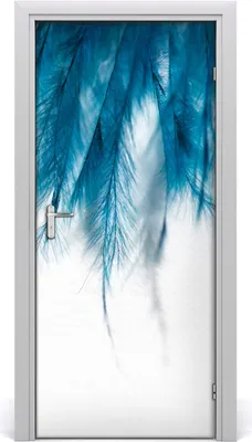 Produktbild von Tulup Türaufkleber 95x205 cm Dekorative Aufkleber Selbstklebend Wasserdichte Tapete Abnehmbar Schlafzimmer Wohnzimmer Wohnkultur - blaue Federn