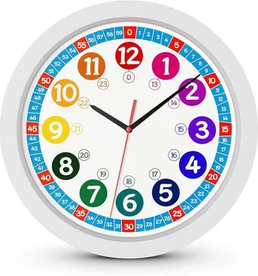 Productafbeelding van Kinderklok voor aan de muur, met leerfunctie - analoog, 24-uursweergave, diameter 30 cm