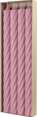 Produktbild von Rustic Stabkerzen by Wenzel, Rosa Twist-Design, 350mm, 28mm Durchmesser, 20h Brenndauer, 4er Set, 4 Stück