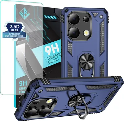 Produktbild von Armor Outdoor Handyhülle für Xiaomi Redmi Note 13  Handy Panzer Case Schutzhülle mit 9H Displayglas Displayschutz Farbe: Blau