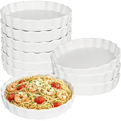 Produktbild von 10er Set Auflaufförmchen 15cm Porzellan 240ml Weiß