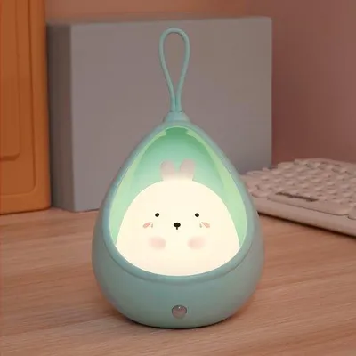 Image de Lampe LED pour chambre d'enfant, à détection de mouvement, bleue, rechargeable par USB