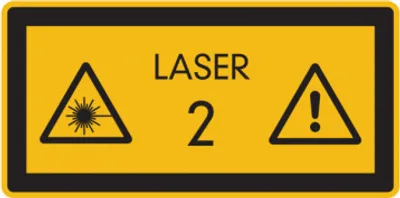 Produktbild von Dreifke® Warnschild, Laser 2 | Folie selbstklebend | 52x26 mm, 1 Stk
