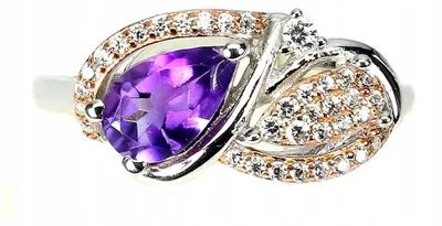 Produktbild von 925er Ring mit Amethyst und Zirkonia, Ringgröße 14, Silber