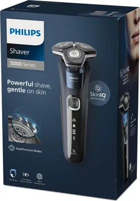 Obrázok produktu pre Philips SHAVER Series 5000 S5885/10, Rotačný holiaci strojček, Čierna, Modrá, Tlačidlá, LED, Batéria/USB, Lithium-ion (Li-ion)