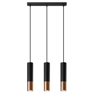 Obrázok produktu pre Závesné svietidlo LOOPEZ 3L čierna/medená 3xGU10 10W oceľ 90x6x45cm Sollux Lighting