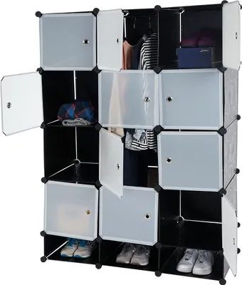 Produktbild von Regalsystem Cairns T306, Steckregal Garderobe Kleiderschrank, 8 Boxen je 37x37x47cm schwarz