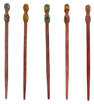 Produktbild von 1 x Haarnadel aus Holz bunt verziert, Haarschmuck, 1 Stück