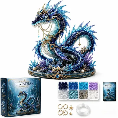 Produktbild von 3D Perlen Tier Bastelset Drache mit Anleitung für Erwachsene Anfänger