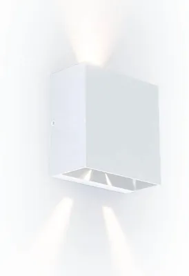 Zdjęcie produktu dla Kinkiet zewnętrzny LED GEMINI biały 10W Ciepła biel 400lm aluminium wym:11x11x5,4cm IP54 Lutec