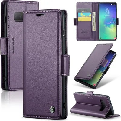 Produktbild von Galaxy S10+ Hülle, Leder Brieftasche Kartenfach Schutzhülle mit Standfunktion für Samsung Galaxy S10 Plus Lila