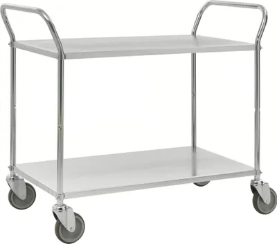 Produktbild von Kongamek Etagenwagen mit 2 Böden 900x540mm pulverbeschichtet und verzinkt mit 24mm Rand ohne Bremse