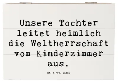 Produktbild von Mr. & Mrs. Panda Box Spruch Tochter Weltherrschaft 22 x 15 cm - Weiß - Geschenk, Geburtstage, fotobox, Stärke, Liebe, Familienleben, Bindung, Freude, Lächeln, Schatzkiste