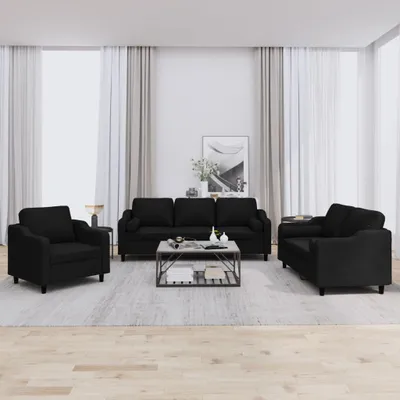 Obrázek produktu pro Maison Exclusive – 3dílná sedací souprava s polštáři, černá látka