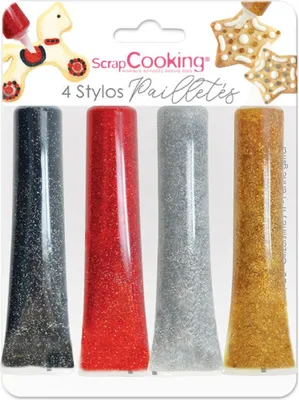 Produktbild von Set mit 4 Glitzerstiften - Schwarz, Rot, Grau, Gold