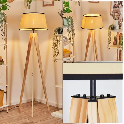 Produktbild von Tamarispa Stehlampe aus Holz/Papiergeflecht in Naturfarben/Beige/Schwarz