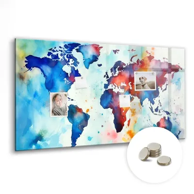 Produktbild von Dekorative Magnettafel 120x60 cm - Magnetwand - für Fotos, Karten und Notizen - Fotowand - Memoboard - Magnetpinnwand - Wanddekoration - Gemalte Karte