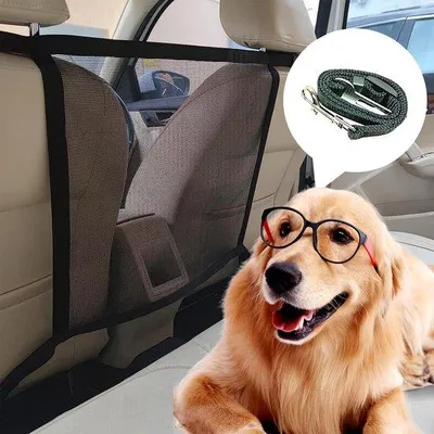 Productafbeelding van Ibenzoa® Veiligheidsnet voor huisdieren in de auto – verstelbaar polyesternet, stevig, geventileerd, lichtgewicht, eenvoudige montage, bescherming voor honden en katten