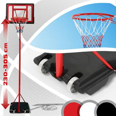 Produktbild von Basketballkorb Basketballanlage Basketballständer mit Ständer Brett höhenverstellbar 305cm Farbe: Rot