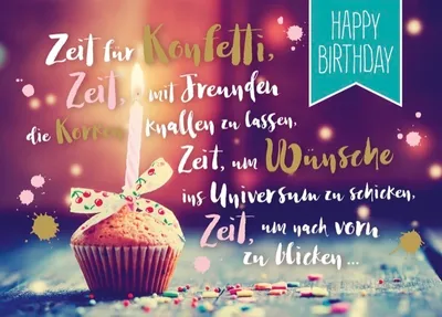 Produktbild von DeCoArt... 1 A5 Große Grüße Geburtstagskarte Zeit für Konfetti, Zeit mit Freunden die Korken knallen zu lassen. Zeit, um Wünsche ins Universum zu schicken, Zeit um nach vorn zu blicken ... 17x 23 cm mit Umschlag