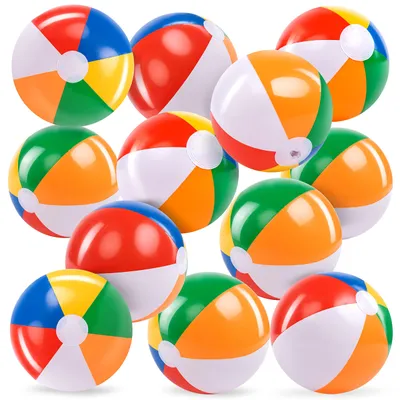 Produktbild von JOYIN Regenbogen Strand Bälle (12 Pack), 30 cm aufblasbare Schwimmbad Spielzeug für Sommer Wasser Spiele Kinder 12 Zoll