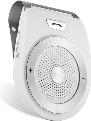 Image de Kit haut-parleur voiture sans fil Visière de soleil Haut-parleur mains-libres Bluetooth Téléphone HD Stéréo Audio Blanc