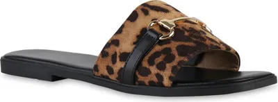 Produktbild von VAN HILL Damen Pantoletten Sandalen Prints Sommer Freizeit Schuhe 841710, Farbe: Leopard, Größe: 39