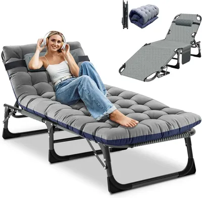 Zdjęcie produktu dla Składany leżak - Materac do łóżka gościnnego - Relaks w ogrodzie - Obciążenie do 200 kg - Wymiary: 191 x 68 cm - Kolor: szary