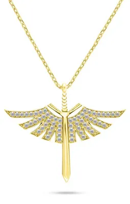 Immagine prodotto di Collana elegante con spada d'angelo placcata oro e zirconi NCL144Y